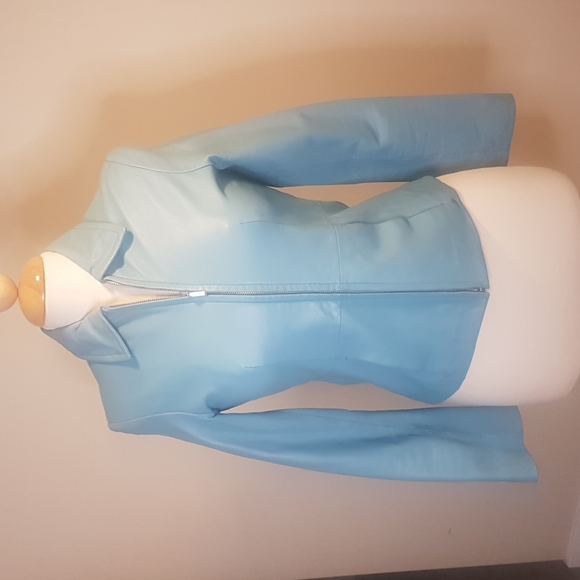 Danier Jackets & Blazers - Danier Leather light blue zip leather jacket
